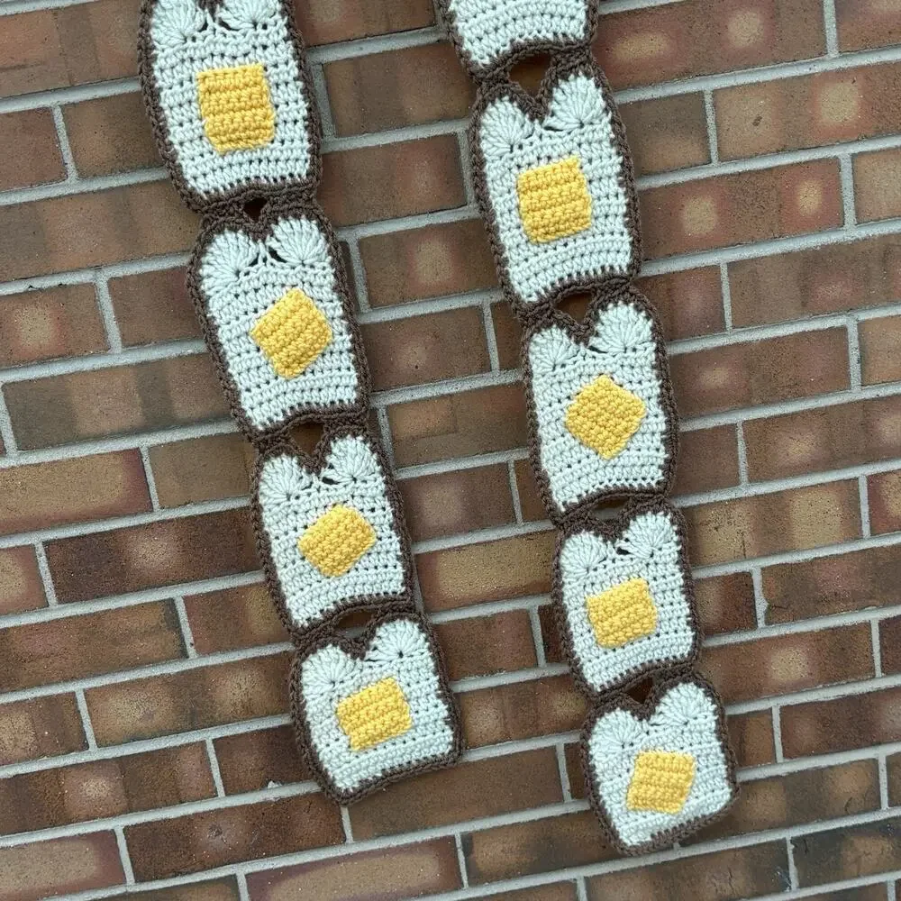 Crochet Butter Toast Scarf Quirky Fun Food Breakfast Lovers